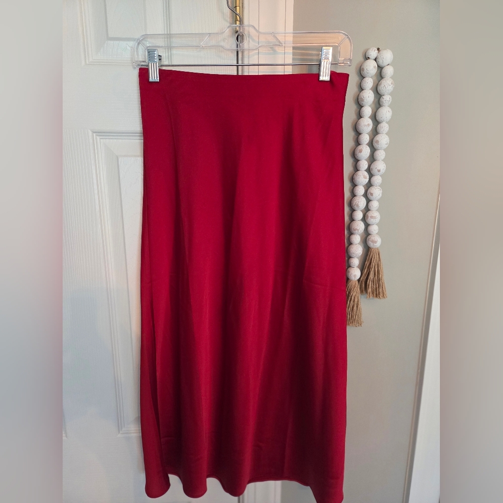 J. Crew Bold Red Midi Skirt